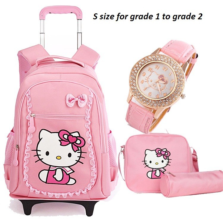 Free-Shipping-Hello-Kitty-Children-School-Bags-Mochilas-Kid-Backpacks-With-Wheel-Trolley-Luggage-For-Girls-03