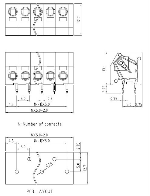 Pcb5.0ミリメートルピッチバネ端子台仕入れ・メーカー・工場