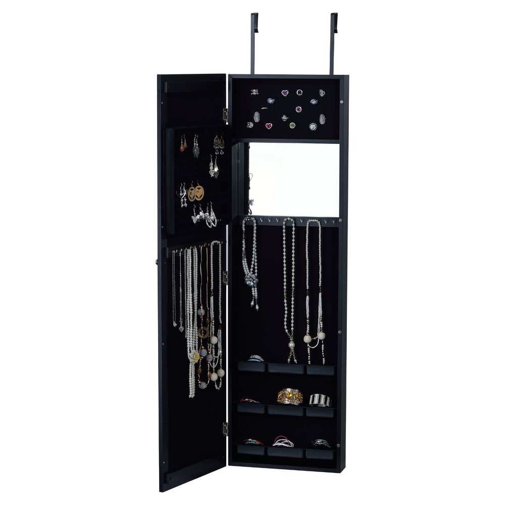 Pas cher chambre sur la porte noir armoire à bijoux avec miroir ...