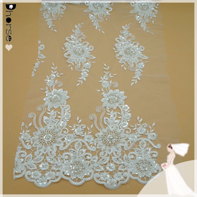 Wedding Dress Material Lace Bling Bling Sequins Beaded Bridal