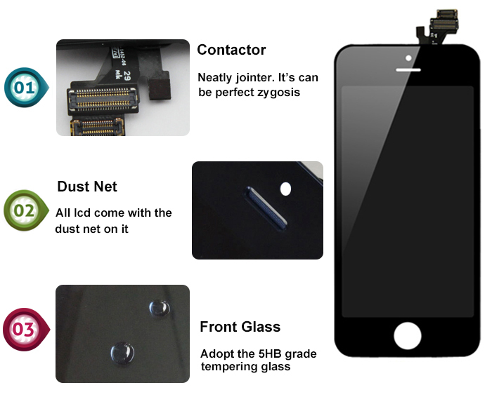 卸売価格グレードaaa液晶iphone5の液晶を搭載したカード、 lcd用iphone5,iphone5の12ヶ月の保証付き液晶画面仕入れ・メーカー・工場