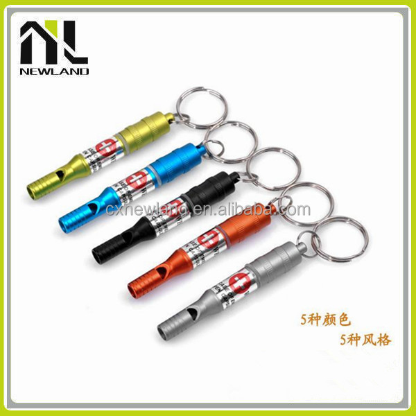 High quality colorful Aluminium Detchable fashion metal keychain wholesale football referee police whistle lollipop sticks