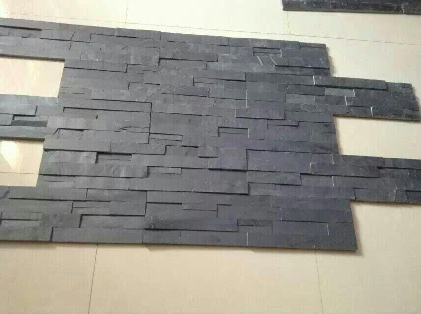 Classico nero ardesia impilati rivestimento murale decorativo di ... Ardesia nera a parete