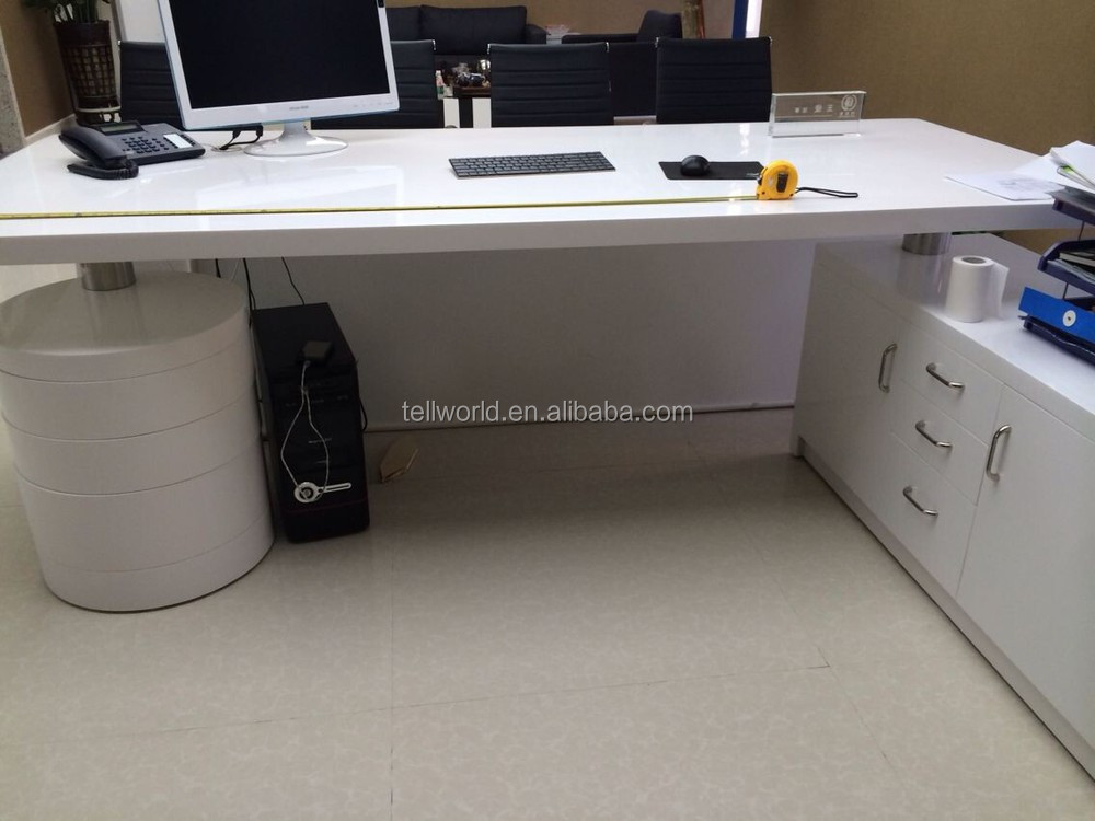 Acrylic White Gloss Office Desk Chair Boss Table 10 Jpg