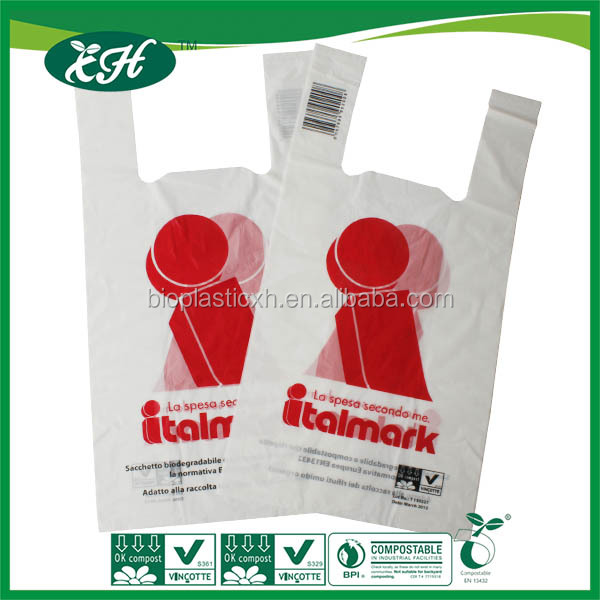 Corn starch based on biodegradable t shirt bag with high quality