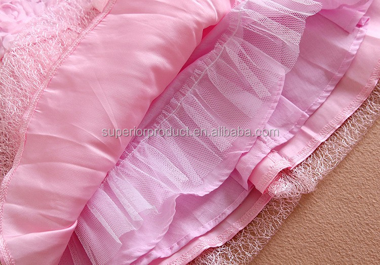 エレガントな女の子のドレス女の子の夏のファッションピンクローズ花弓パーティーチュール花王女のウェディングドレス仕入れ・メーカー・工場