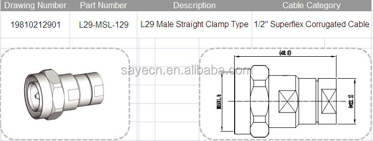 L29コネクタ、 7/16dinコネクタ- l29男性のストレートクランプタイプ仕入れ・メーカー・工場