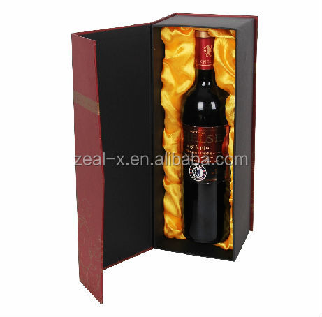Custom printed red wine box with magnets and plastic inserts