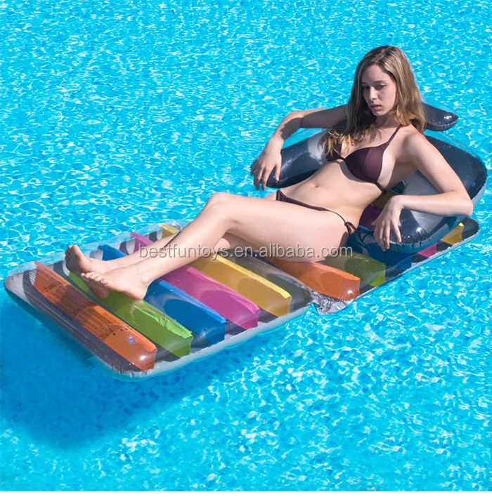 Inflatable Pool Lounger With Drink Holders Plastic Beach Sun