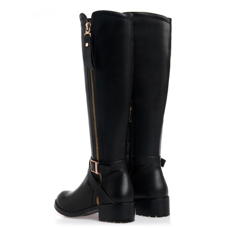 Free Shipping Sexy Women Flats Genuine Leather Knee-length Boots