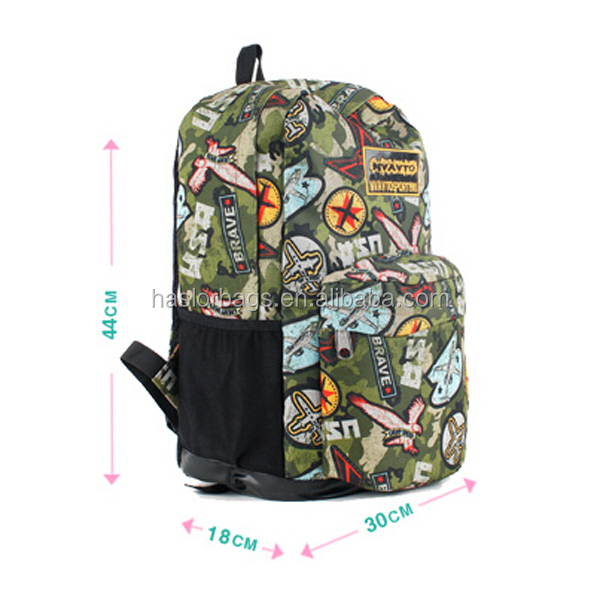 Hot sale cheap school bag printed fashion canvas backpack