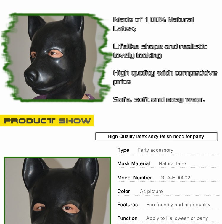 フェチラテックス動物マスクフード女装ゴム犬フード緊縛マスクユニーク仕入れ・メーカー・工場