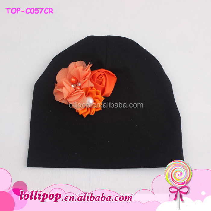 Cotton hats Knit beanie buy  Cotton Baby Beanies bulk Wholesale Beanie in Hat black flower Baby