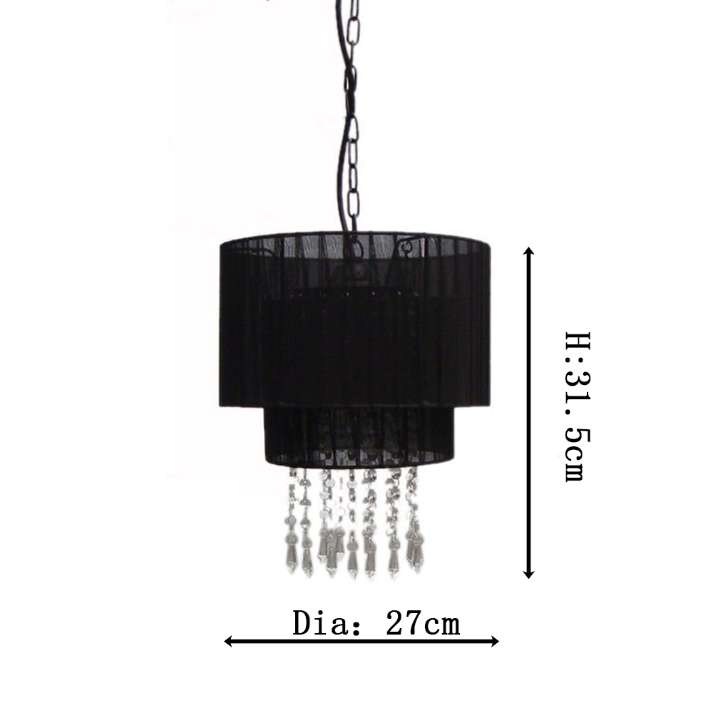 Riband nero pendente perline lampadario paralume in tessuto gocce ... Lampadario con unico paralume
