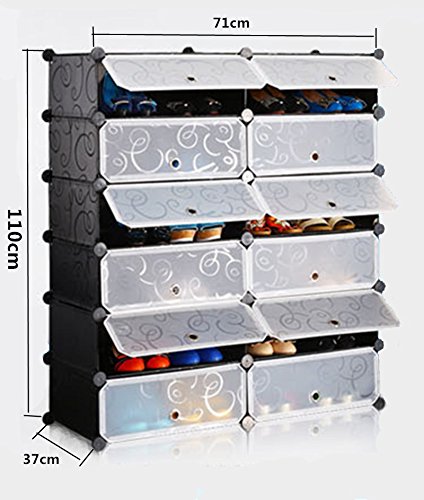 マルチユースプラスチック12キューブdiyシューズラック、 黒白いドアとのシューズキャビネット仕入れ・メーカー・工場