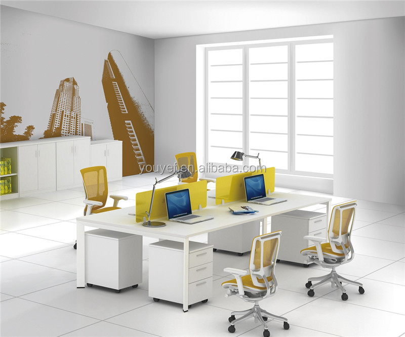 Contemporary Design Long Office Table 2 Drawers For 4 People Contemporary Design Long Office Table 2 Drawers For 4 People Whole