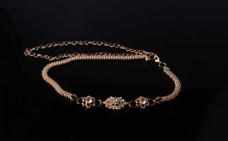 金メッキの花2015ファッションウエストチェーンベルトバックルレディースドレス仕入れ・メーカー・工場