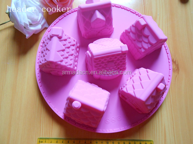 AI-I109 Multi-function eco-friendly house shaped silicone lace molds for cake decorating