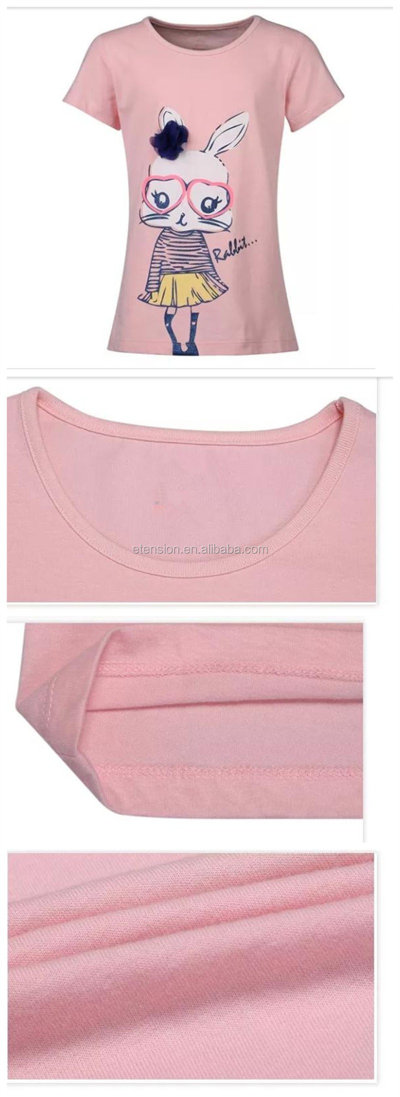 女の子安いピンクかわいいrubbit印刷トップファッションtシャツ仕入れ・メーカー・工場