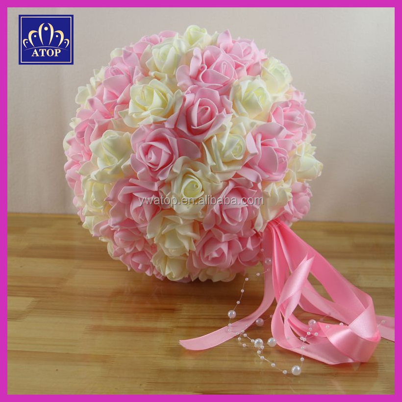 人工泡の20cmアイボリーにキスをする花ボールをバラ結婚式のセンターピースの装飾問屋・仕入れ・卸・卸売り