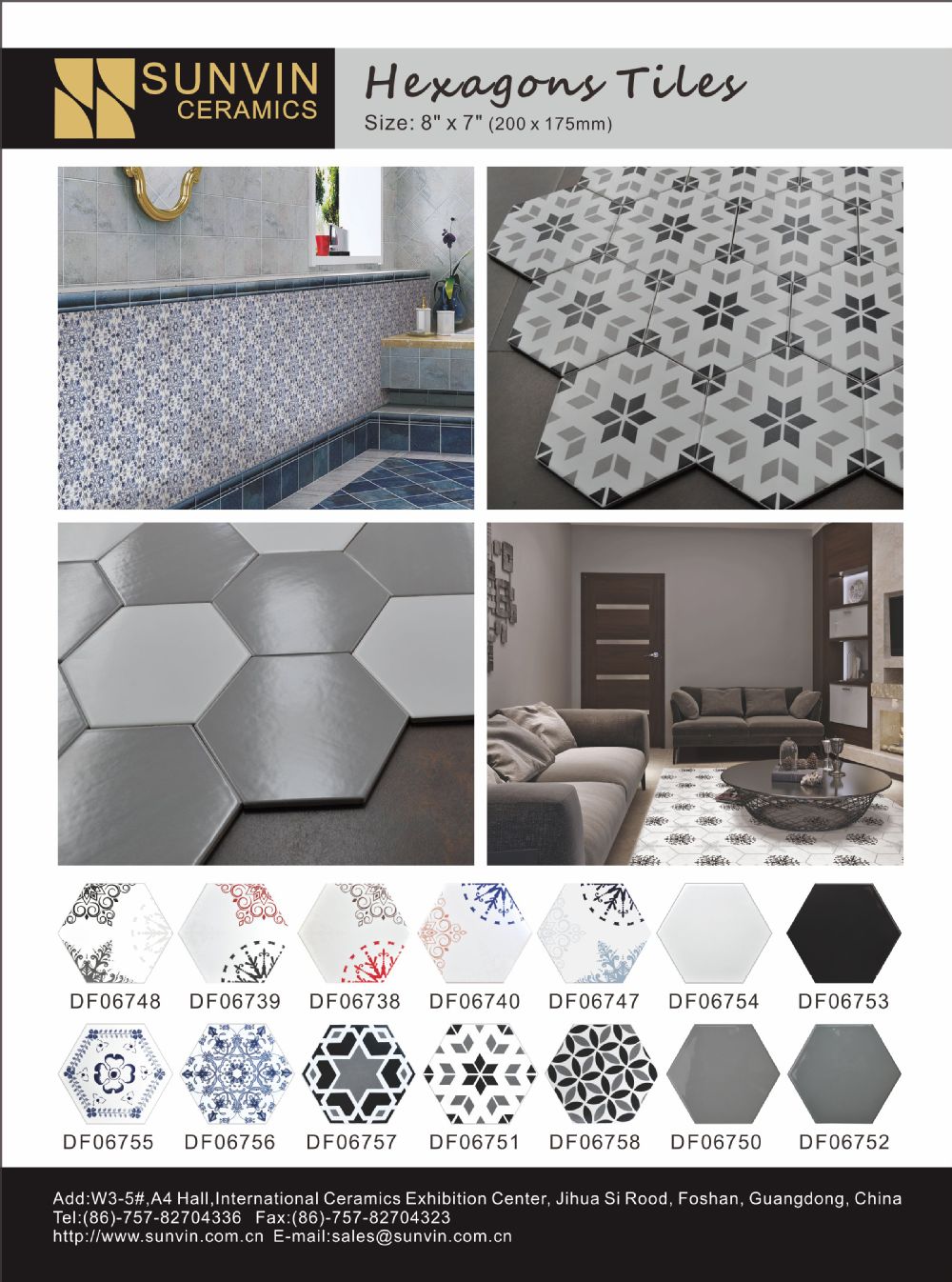 Foshan cina esagonale arte piastrelle in ceramica per pavimenti e ...