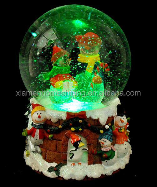 鮮やかなクリスマスまでクリスマス雪音楽の雪だるまの光ガラス玉仕入れ・メーカー・工場