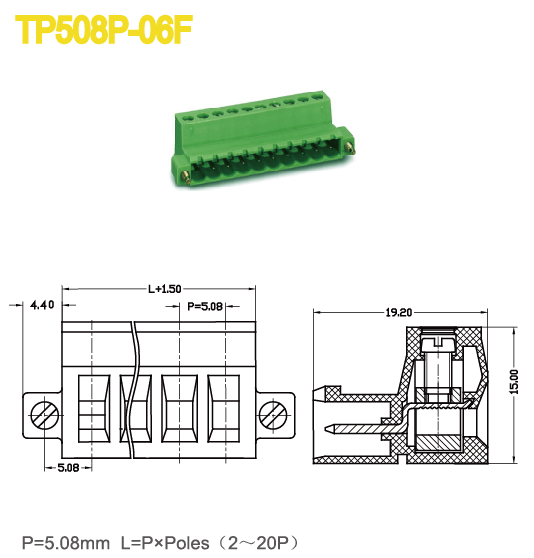 シングルスクリューコネクタに使用されるサーボドライブ5. 08ミリメートル300v18a2p-20pmaleterminalブロックプラグで- 端子台仕入れ・メーカー・工場