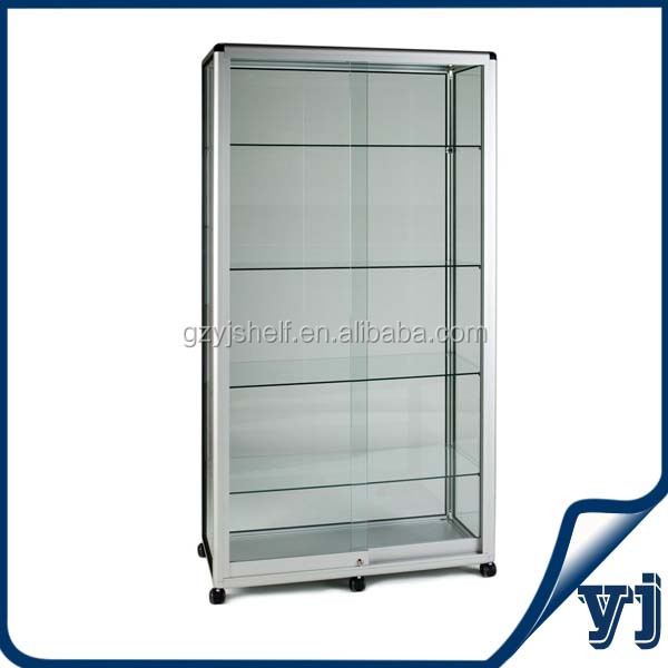 Aluminum 4 Layers Silver Cube Display Cabinets Aluminium Lockable