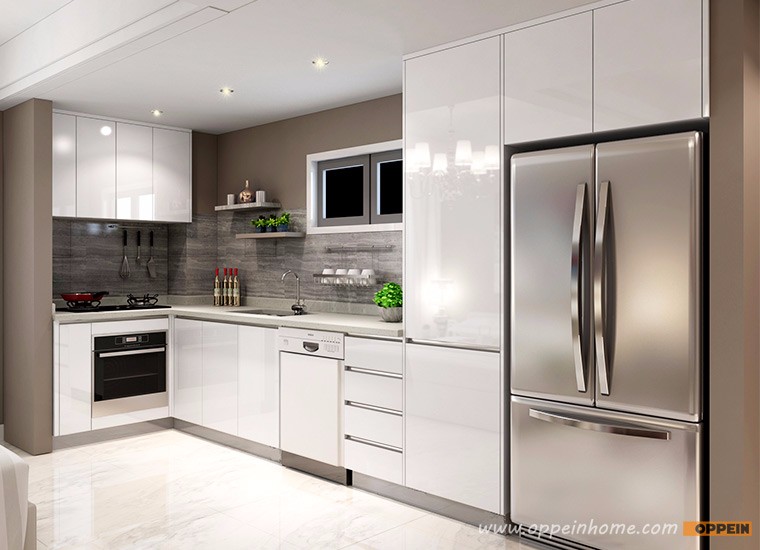Wit hoogglans lak l vorm modulaire kleine keuken unit kast ...