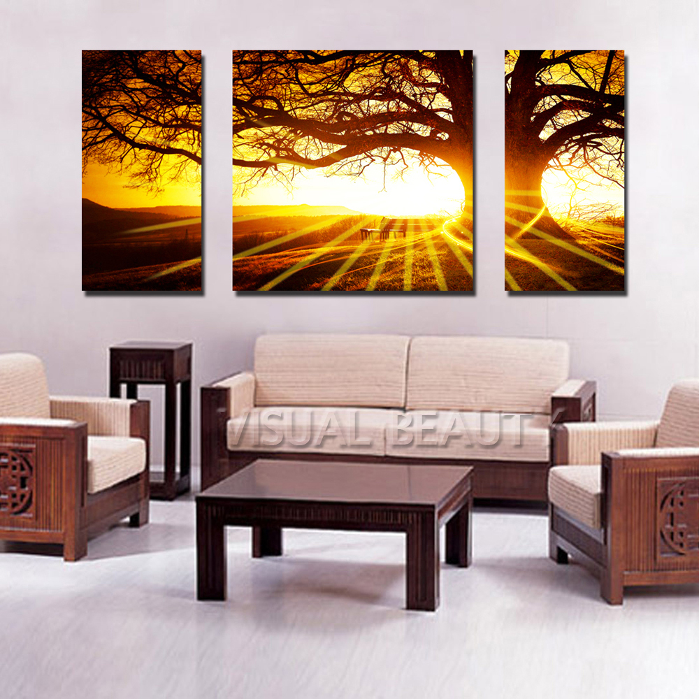 Modern Sunset Trees Canvas Wall Art For Living Room Bedroom Wall