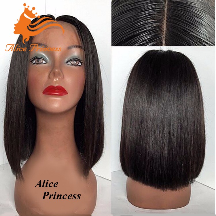 New Short Human Hair Wig For Black Women Updo Lace Wig Sliky