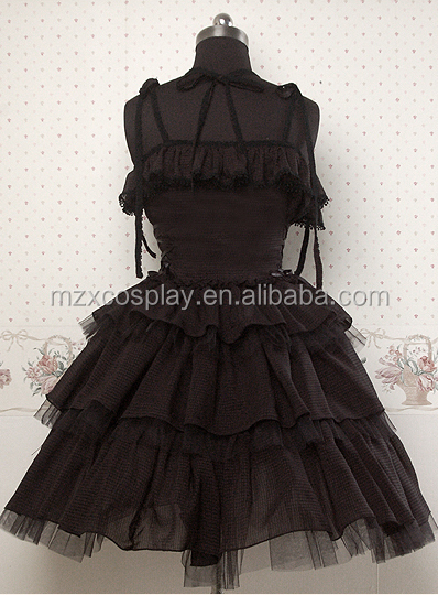 熱い販売のノースリーブシフォン黒甘いロリータドレスハロウィンパーティの衣装クリスマス美しさのためのロングドレス問屋・仕入れ・卸・卸売り