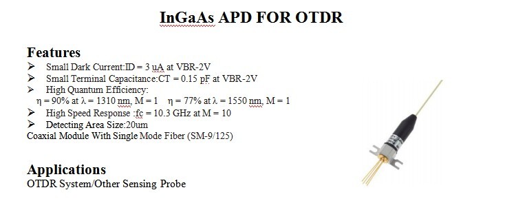 ingaas pulse apd diode pins 10g for otdr