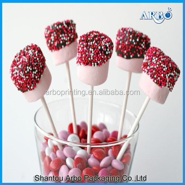SGS,MSDS and LFGB approved 3.5*150mm white paper lollipop sticks with hang packing