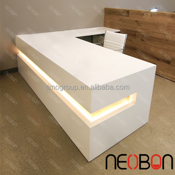 Cheap small nail salon reception desk counter, white curved reception