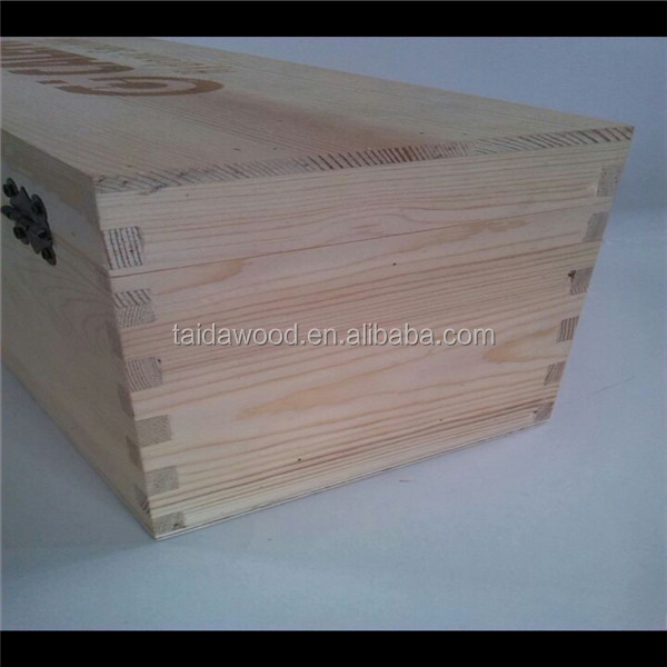 2014 hot sale Mongolian Scotch Pine Wooden Red Wine Box for Package