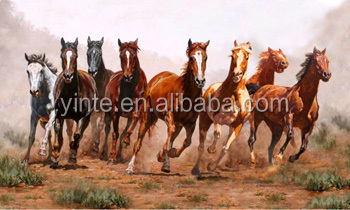 最新の熱い販売の2014年高品質な印刷された8馬アートキャンバスの油絵の壁のアート問屋・仕入れ・卸・卸売り