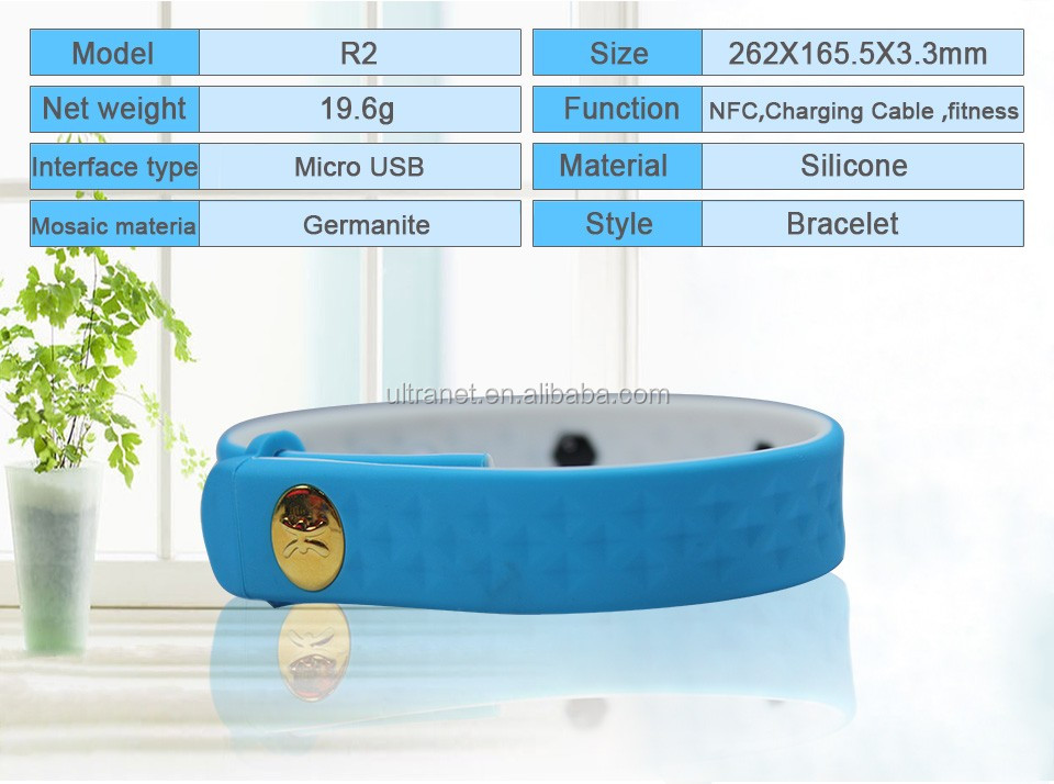 NFC Two Colors Strap Germanite Healthy Silicone USB Cable Bracelet