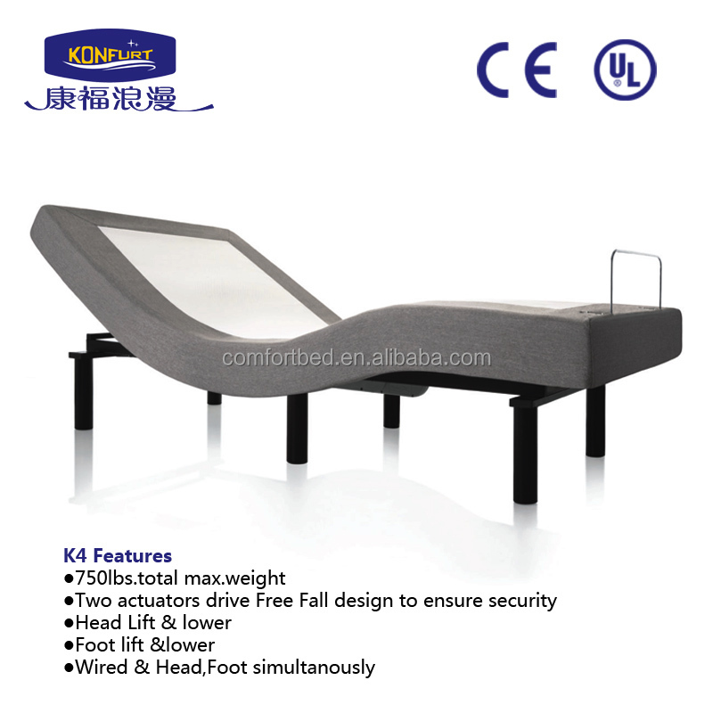 2016人気ホーム家具電動調節可能なベッドでマッサージ機能okinモーター4ゾーン調節可能なベッド仕入れ・メーカー・工場
