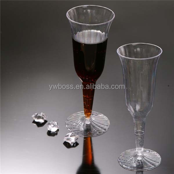 Transparent clear and colored disposable plastic champagne glass biodegradable