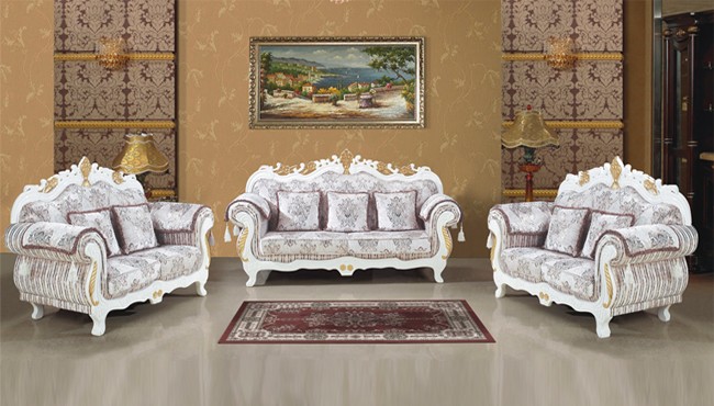 Alto grado de tela de chenille majlis arábica blanco elegante sofá ... Fotos de muebles de sala antiguos