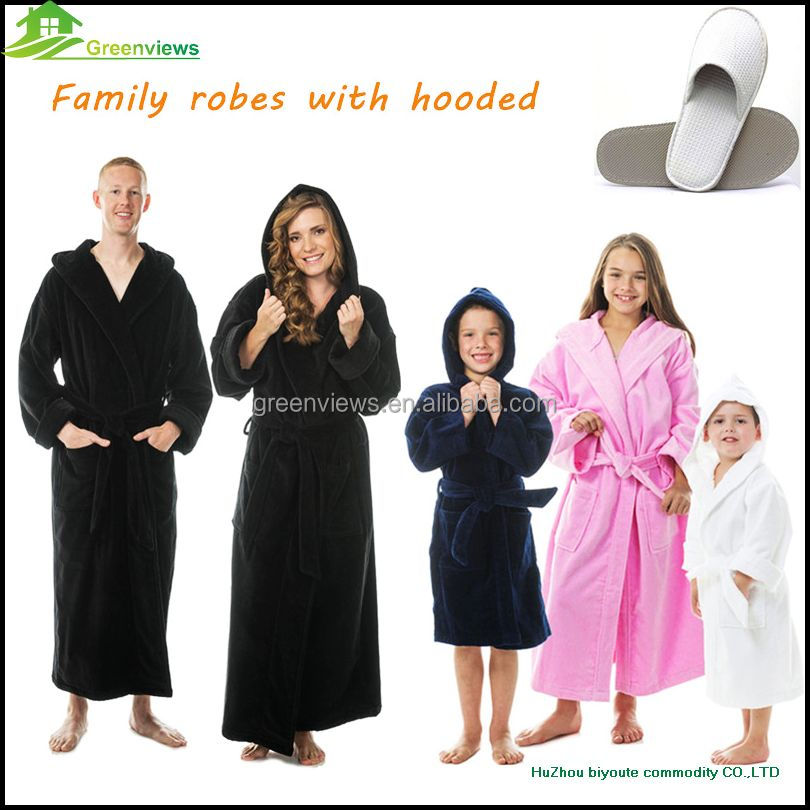 Robe Family Bath Robes Soft Coral Fleece Terry Printing Bathrobes