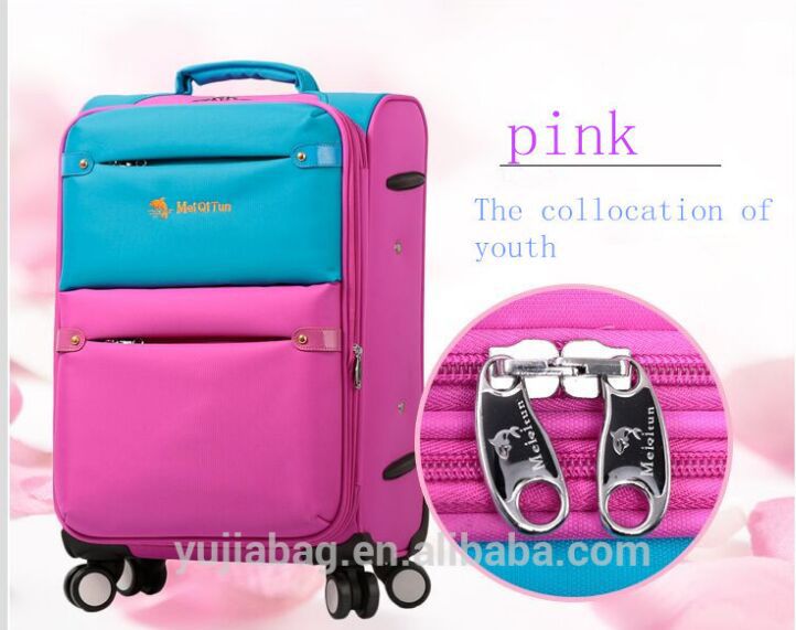ピンクとブルー360度回転式の車輪の荷物袋のセットで2サイズ仕入れ・メーカー・工場