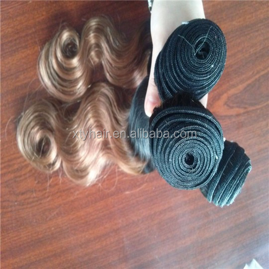 安いマレーシア髪縫うで髪織りグレード7aバージン マレーシア実体波または緩いカーリーオンブル色横糸で 在庫 問屋・仕入れ・卸・卸売り