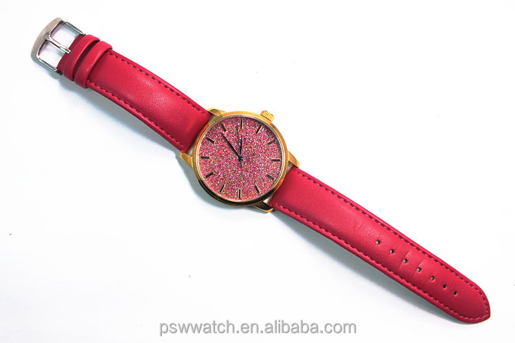 Aliexpress hot selling love diamond leather strap vintage women bracelet watch