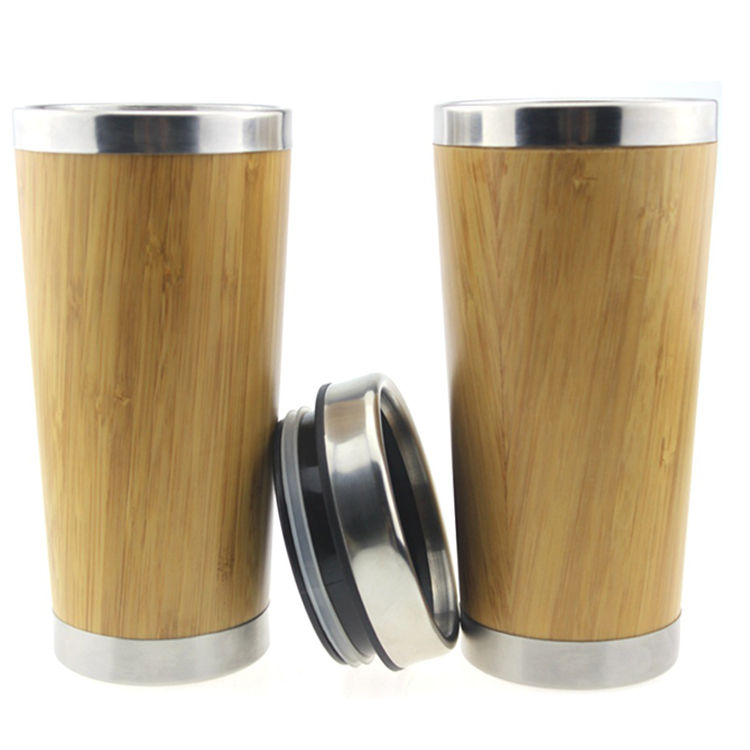 16oz Wholesale 450ml Double Wall Stainless Steel Bamboo Travel Coffee