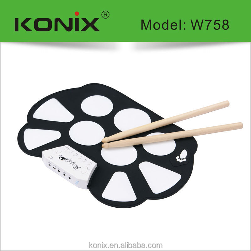 konixprotable最も安いドラムセットキットusbロールアップドラムパッドシリコーン手棒付きドラムキット仕入れ・メーカー・工場