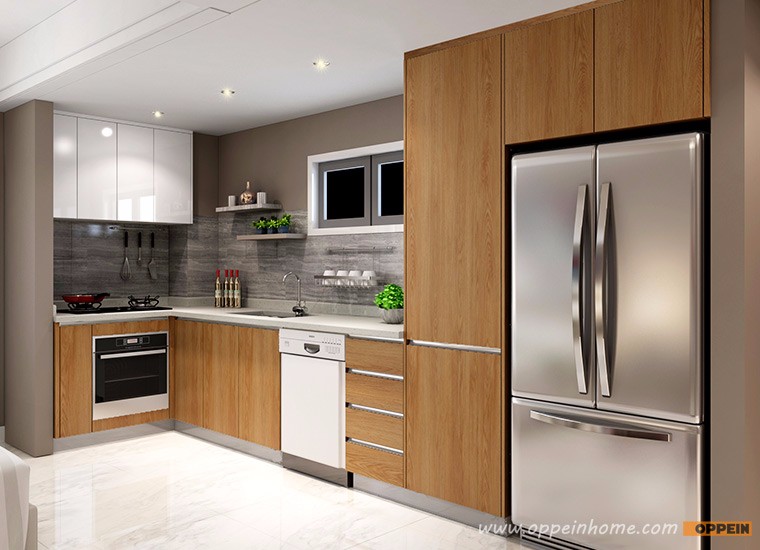 Wit hoogglans lak l vorm modulaire kleine keuken unit kast ...