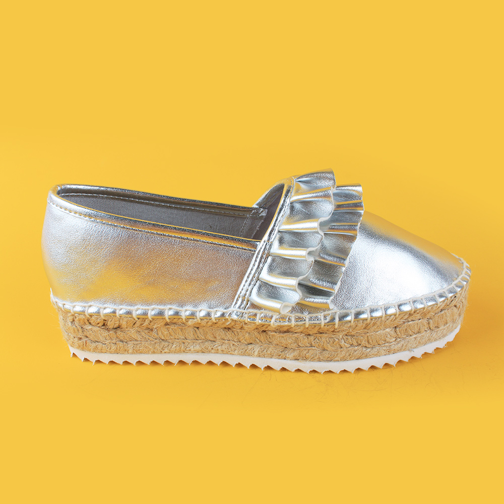 silver flat espadrilles