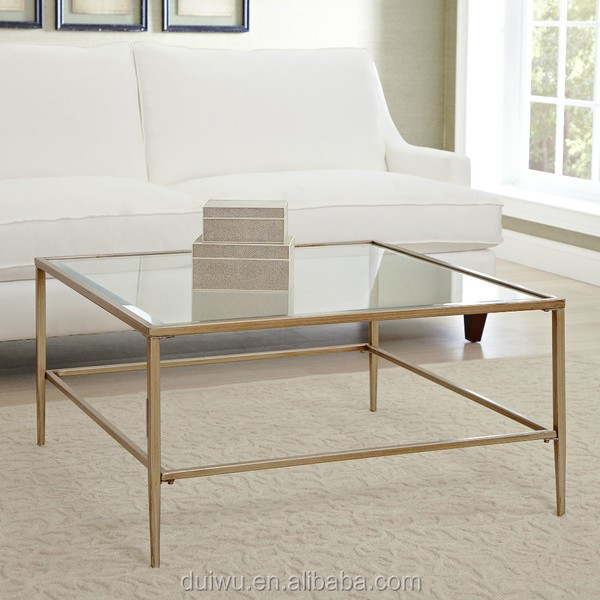 stainless steel coffee table with glass top